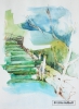 ♦ Aufgang zur Burgruine in Saignon, Aquarell, 47 cm x  35 cm